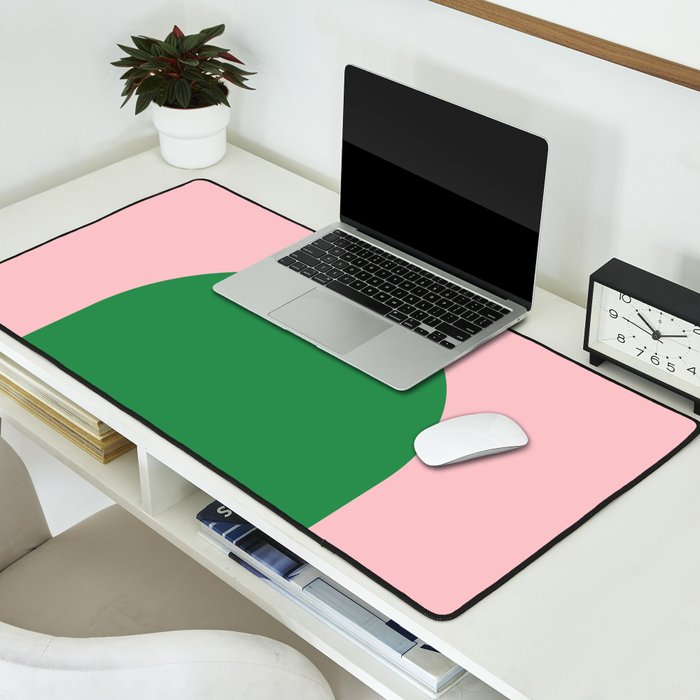 Minimal Modern Archway Color Block in Pink and Green Desk Mat Gallery Image 2