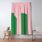 Minimal Modern Archway Color Block in Pink and Green Window Curtain Gallery Image 5