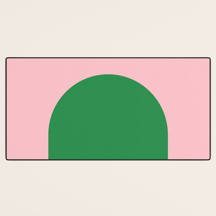 Minimal Modern Archway Color Block in Pink and Green Desk Mat Gallery Image 3