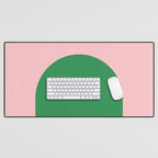 Minimal Modern Archway Color Block in Pink and Green Desk Mat Gallery Image 1