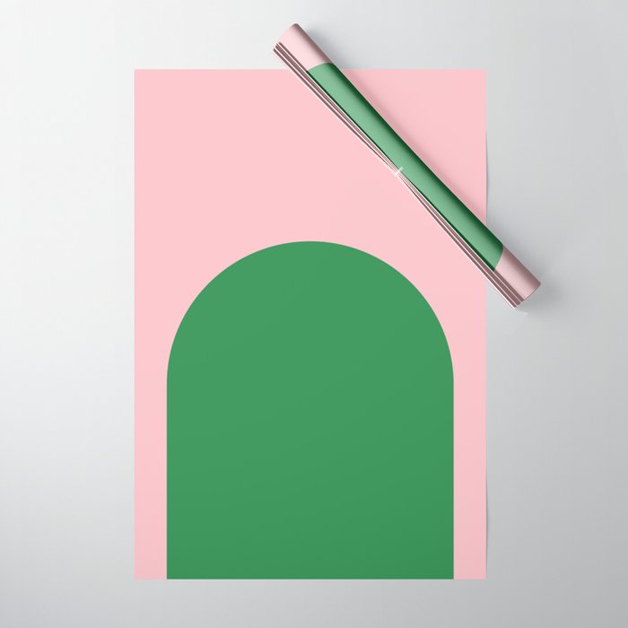Minimal Modern Archway Color Block in Pink and Green Wrapping Paper Gallery Image 1