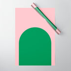 Minimal Modern Archway Color Block in Pink and Green Wrapping Paper Gallery Image 1