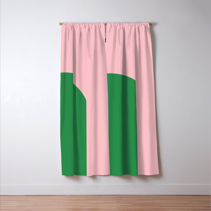 Minimal Modern Archway Color Block in Pink and Green Window Curtain Gallery Image 3