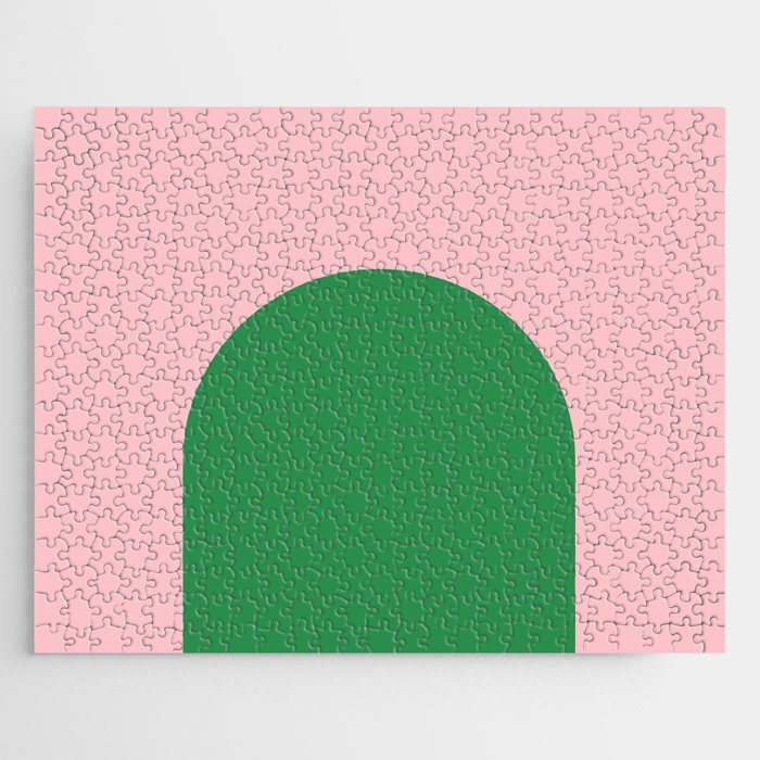 Minimal Modern Archway Color Block in Pink and Green Jigsaw Puzzle Gallery Image 1