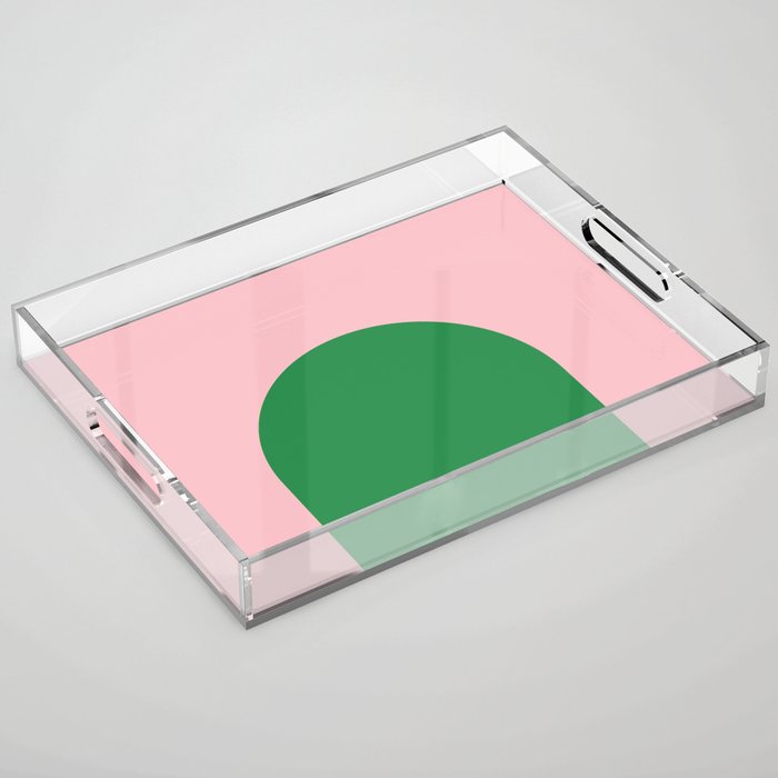 Minimal Modern Archway Color Block in Pink and Green Acrylic Tray Gallery Image 1