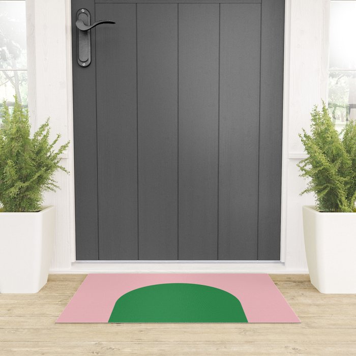Minimal Modern Archway Color Block in Pink and Green Welcome Mat Gallery Image 3