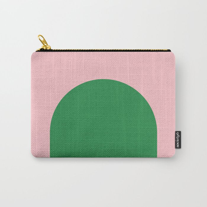 Minimal Modern Archway Color Block in Pink and Green Carry All Pouch Gallery Image 1
