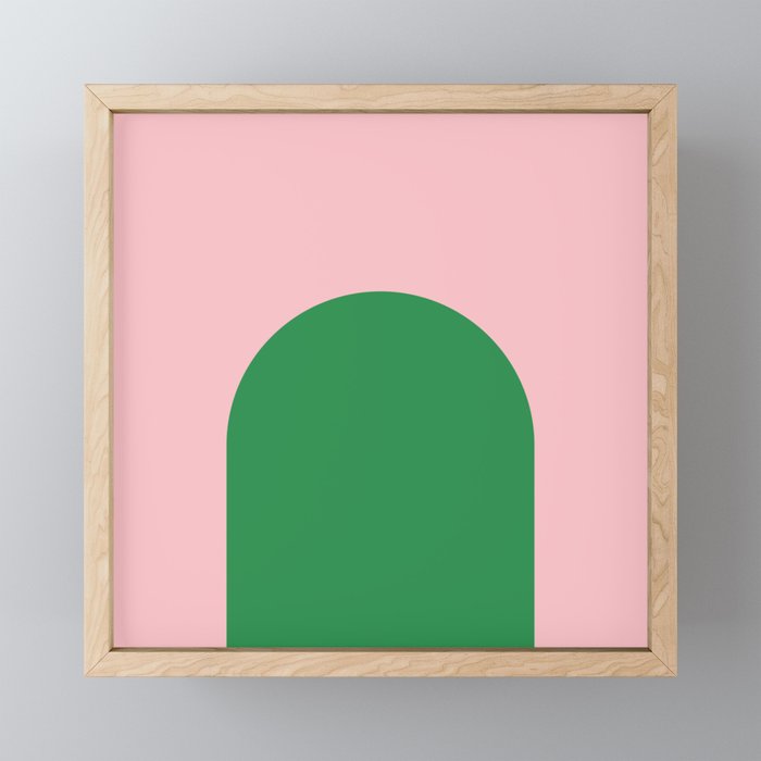 Minimal Modern Archway Color Block in Pink and Green Mini Art Print Gallery Image 1