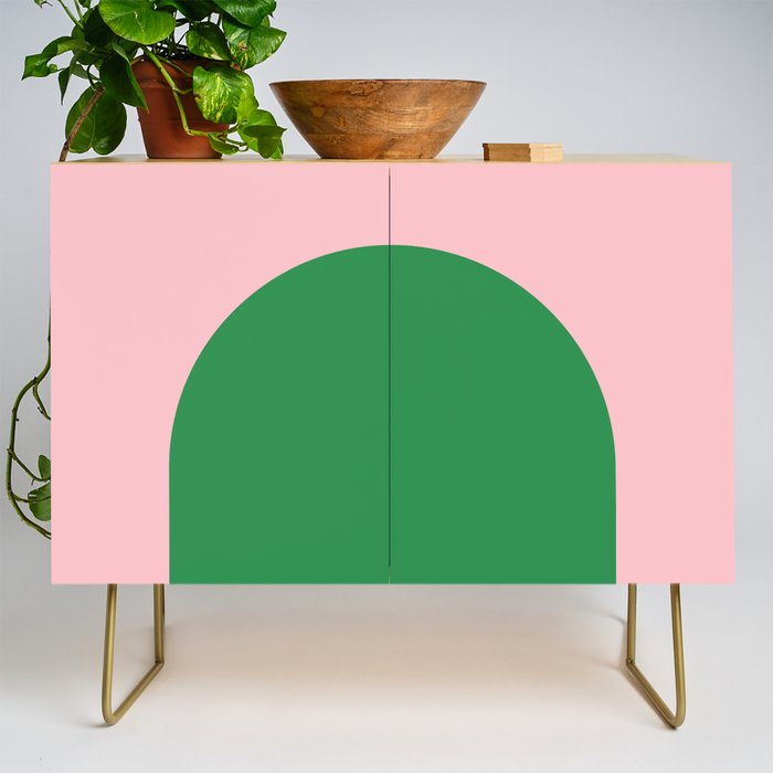 Minimal Modern Archway Color Block in Pink and Green Credenza Gallery Image 1