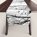 Black white tree branch bird nature pattern Table Runner Gallery Image 1