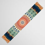 Dark Indigo Blue Orange Mandala Table Runner Gallery Image 3