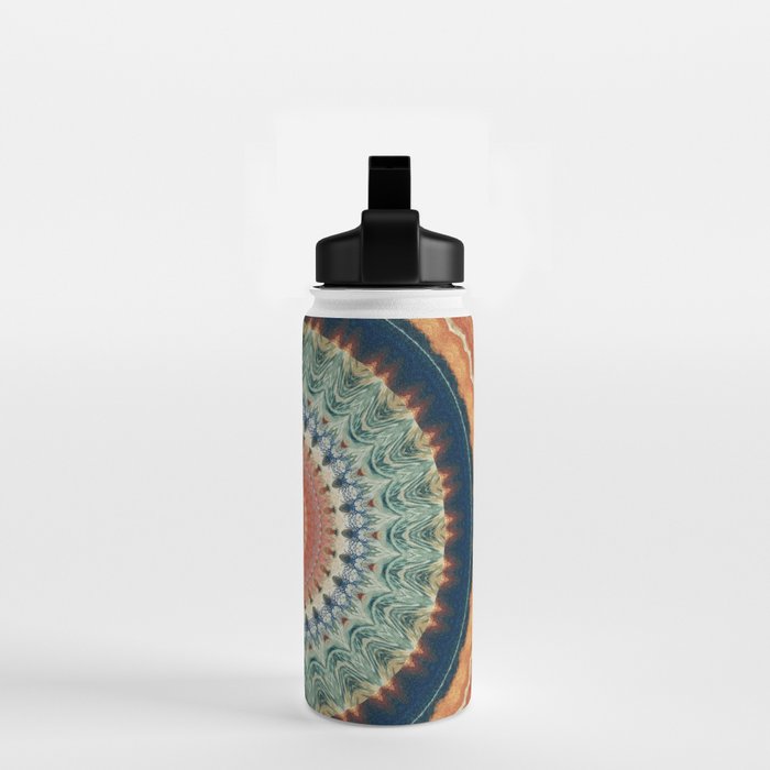 Dark Indigo Blue Orange Mandala Water Bottle Gallery Image 2
