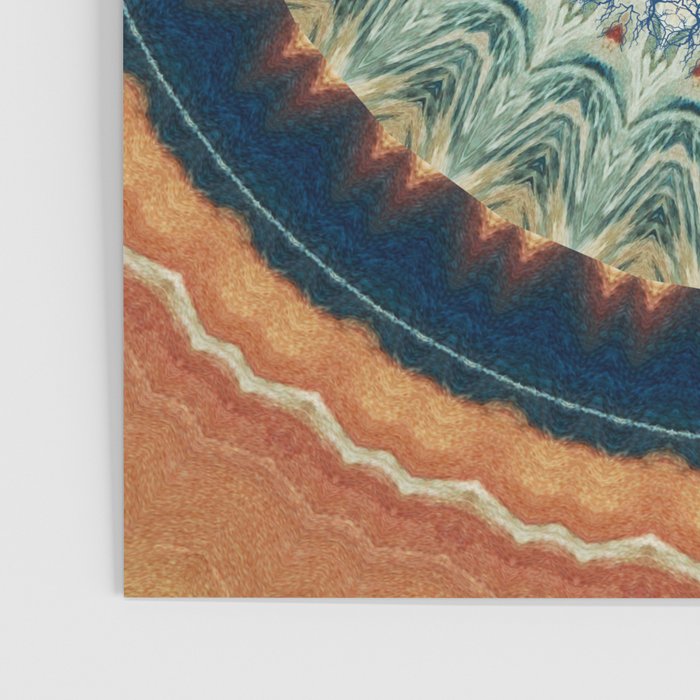 Dark Indigo Blue Orange Mandala Poster Gallery Image 3