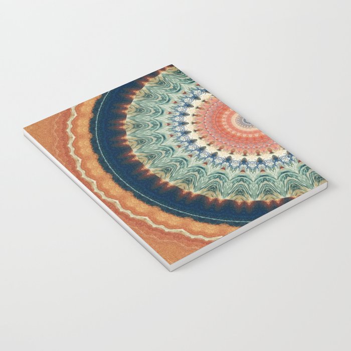 Dark Indigo Blue Orange Mandala Notebook Gallery Image 3