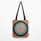 Dark Indigo Blue Orange Mandala Tote Bag Gallery Image 2