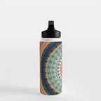 Dark Indigo Blue Orange Mandala Water Bottle Gallery Image 3