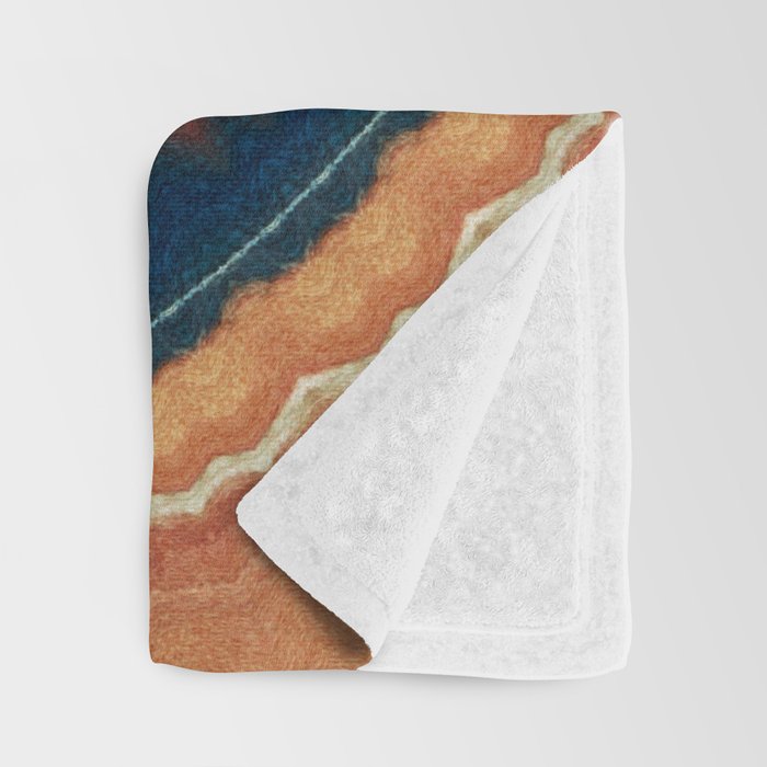 Dark Indigo Blue Orange Mandala Throw Blanket Gallery Image 3