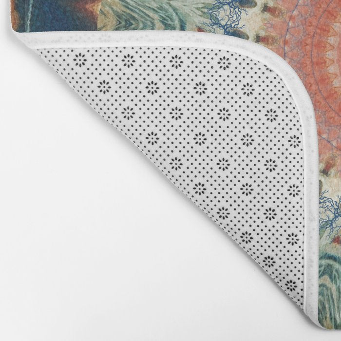 Dark Indigo Blue Orange Mandala Bath Mat Gallery Image 2