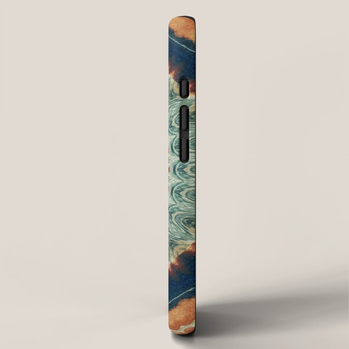 Dark Indigo Blue Orange Mandala iPhone Case Gallery Image 2