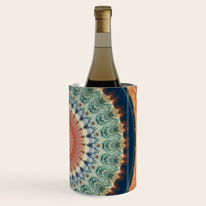 Dark Indigo Blue Orange Mandala Wine Chiller Gallery Image 3