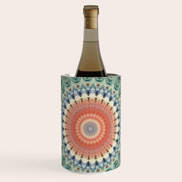 Dark Indigo Blue Orange Mandala Wine Chiller Gallery Image 1