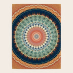 Dark Indigo Blue Orange Mandala Poster Gallery Image 4