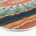 Dark Indigo Blue Orange Mandala Bath Mat Gallery Image 3
