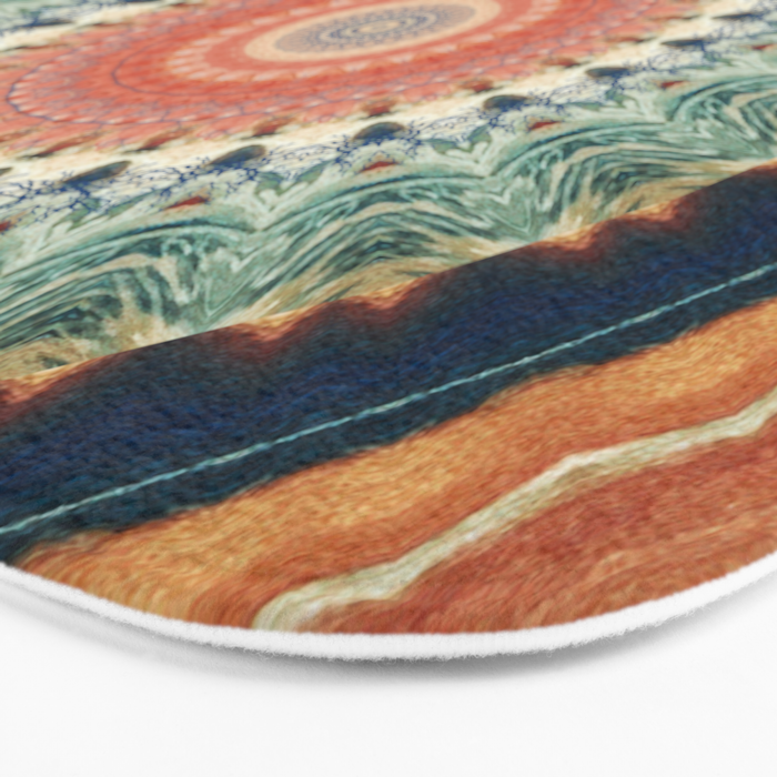 Dark Indigo Blue Orange Mandala Bath Mat Gallery Image 3