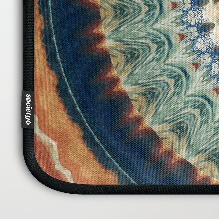 Dark Indigo Blue Orange Mandala Laptop Sleeve Gallery Image 3