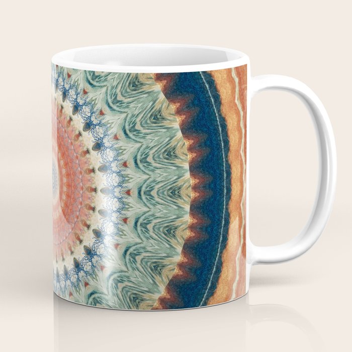 Dark Indigo Blue Orange Mandala Coffee Mug Gallery Image 1