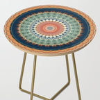 Dark Indigo Blue Orange Mandala Side Table Gallery Image 2