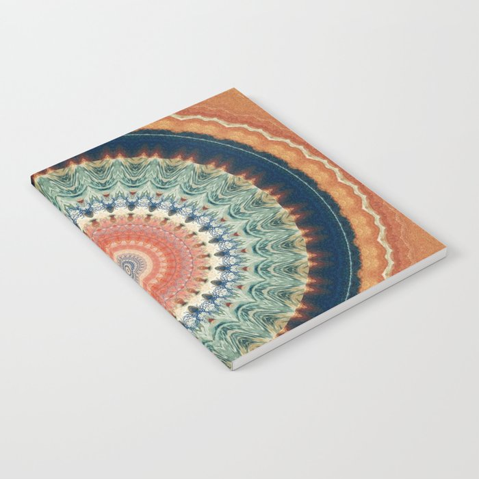 Dark Indigo Blue Orange Mandala Notebook Gallery Image 2