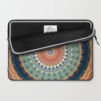 Dark Indigo Blue Orange Mandala Laptop Sleeve Gallery Image 2