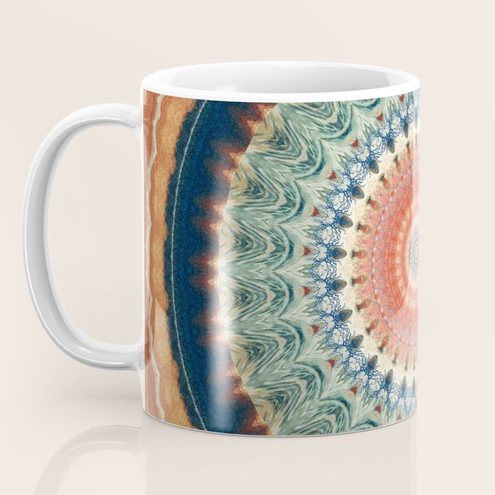 Dark Indigo Blue Orange Mandala Coffee Mug Gallery Image 3