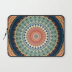 Dark Indigo Blue Orange Mandala Laptop Sleeve Gallery Image 1