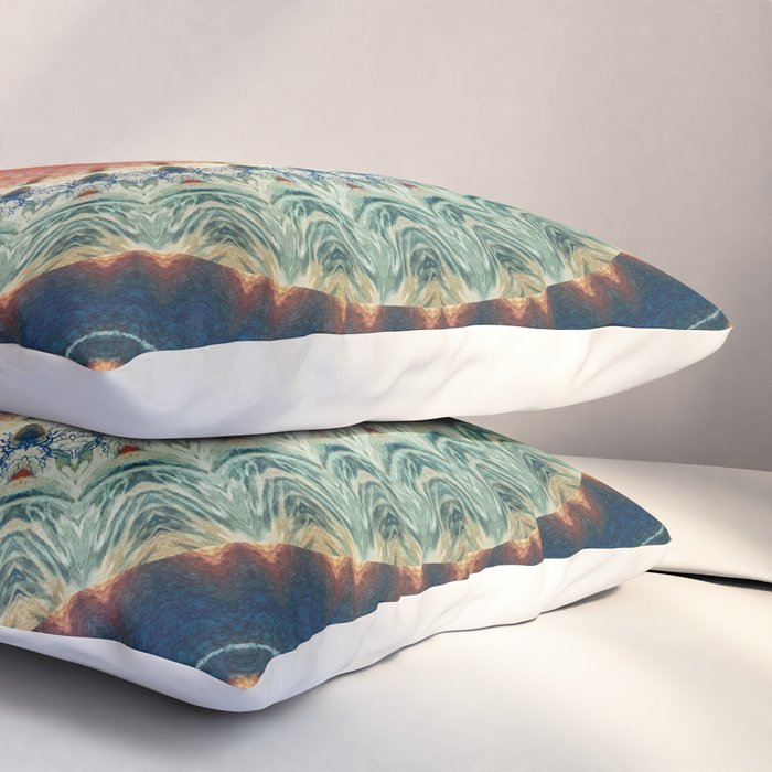 Dark Indigo Blue Orange Mandala Pillow Sham Gallery Image 3