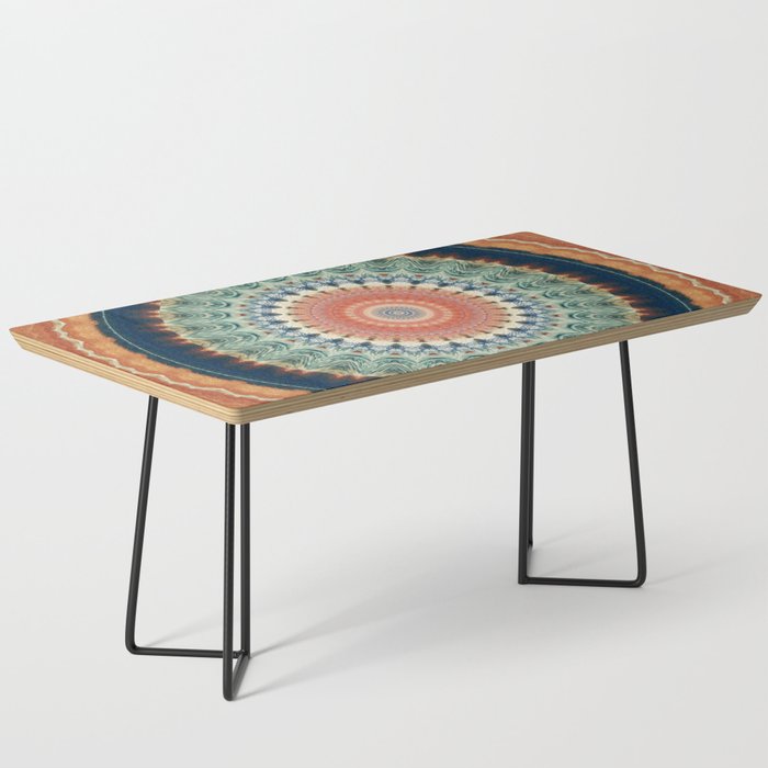 Dark Indigo Blue Orange Mandala Coffee Table Gallery Image 1
