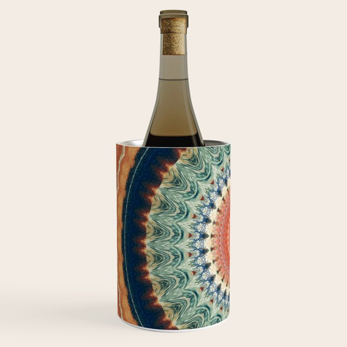 Dark Indigo Blue Orange Mandala Wine Chiller Gallery Image 2