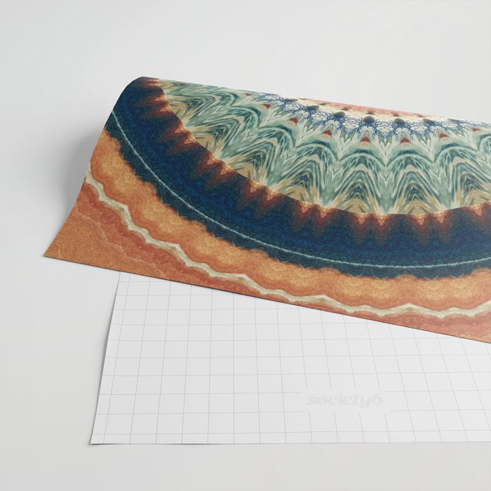 Dark Indigo Blue Orange Mandala Wrapping Paper Gallery Image 2
