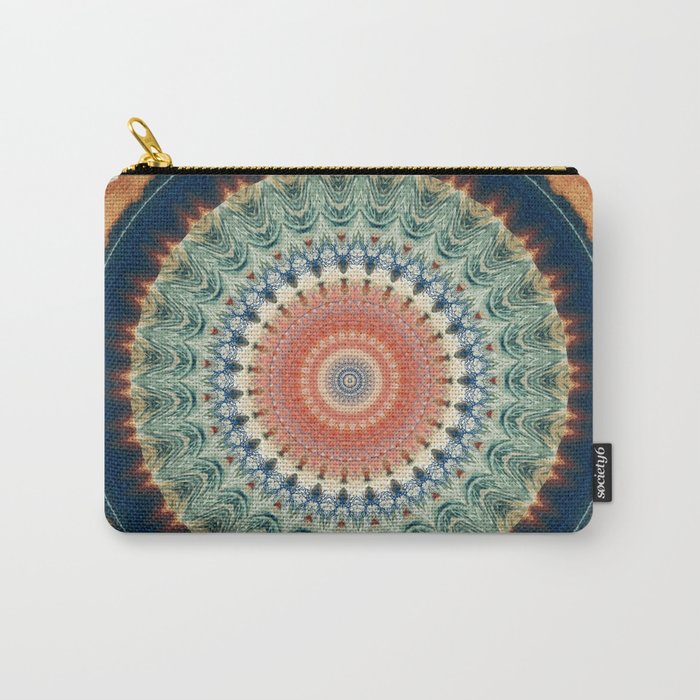 Dark Indigo Blue Orange Mandala Carry All Pouch Gallery Image 1