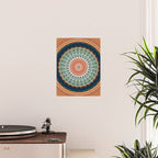 Dark Indigo Blue Orange Mandala Poster Gallery Image 2