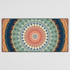 Dark Indigo Blue Orange Mandala Desk Mat Gallery Image 3