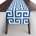Denim Blue and White Greek Key Pattern Table Runner Gallery Image 1