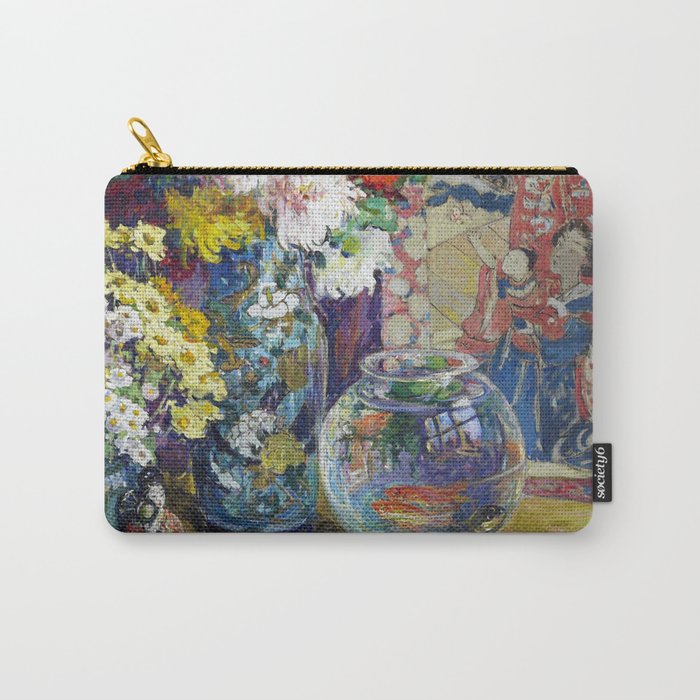 Fish, Fruits, and Flowers (c.1923) painting in high resolution by Kathryn E. Cherry.  Carry All Pouch Gallery Image 1