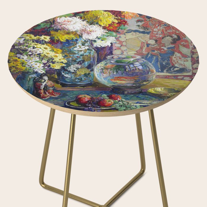 Fish, Fruits, and Flowers (c.1923) painting in high resolution by Kathryn E. Cherry.  Side Table Gallery Image 2
