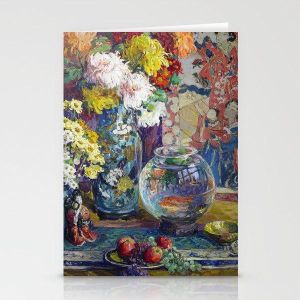 Fish, Fruits, and Flowers (c.1923) painting in high resolution by Kathryn E. Cherry.  Stationery Card Gallery Image 2