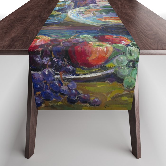 Fish, Fruits, and Flowers (c.1923) painting in high resolution by Kathryn E. Cherry.  Table Runner Gallery Image 1