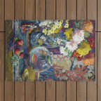 Fish, Fruits, and Flowers (c.1923) painting in high resolution by Kathryn E. Cherry.  Outdoor Rug Gallery Image 1