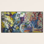 Fish, Fruits, and Flowers (c.1923) painting in high resolution by Kathryn E. Cherry.  Desk Mat Gallery Image 3