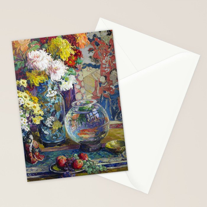 Fish, Fruits, and Flowers (c.1923) painting in high resolution by Kathryn E. Cherry.  Stationery Card Gallery Image 2